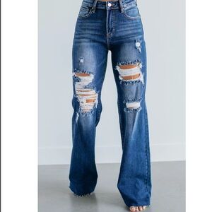 Wild Oak Boutique Women's Distressed Blue Jeans-Georgia Risen Jeans